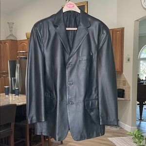 Stafford Black Leather Blazer